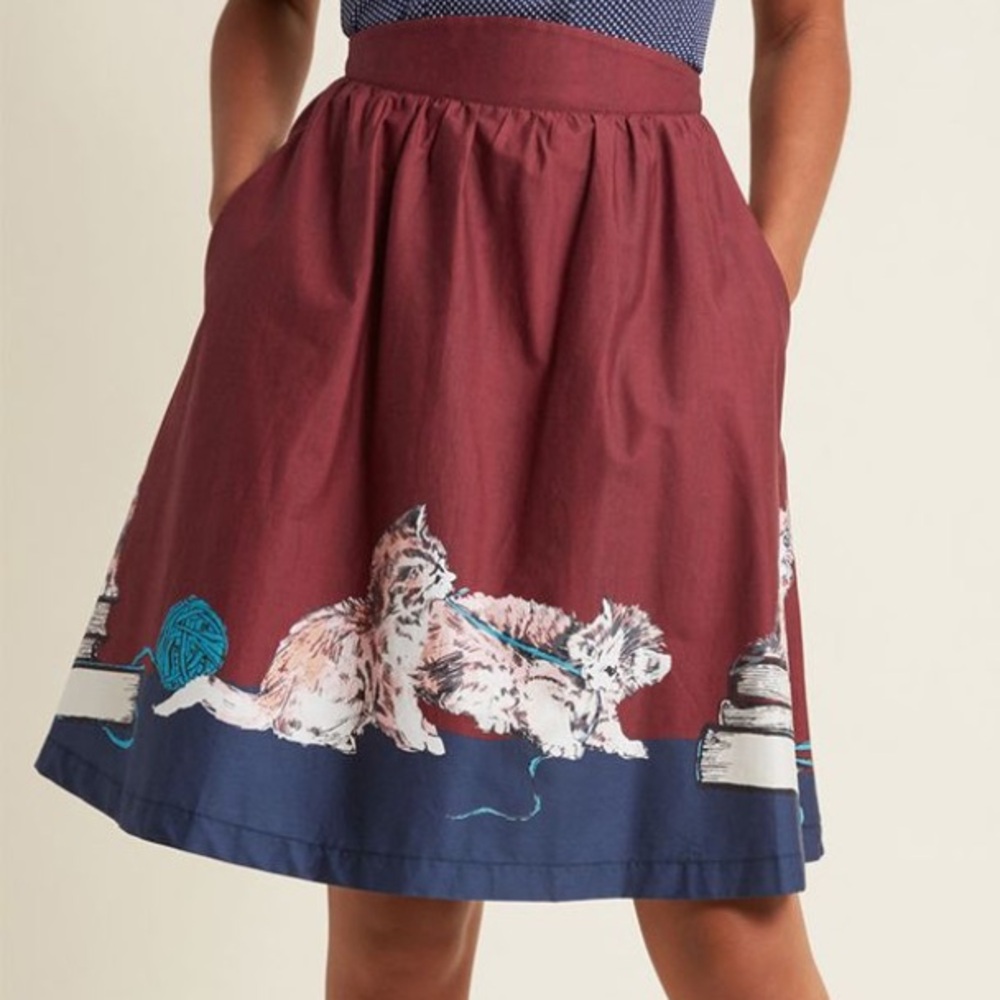 XL style study skirt in scholarly kitties